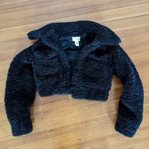 UO Cropped Teddy Bomber Jacket